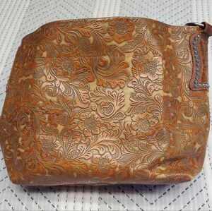 Leatherock Floral Embossed Tan Shoulder Bag